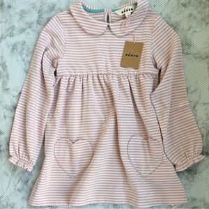 NWT Boden Pink Striped Heart Pocket Dress